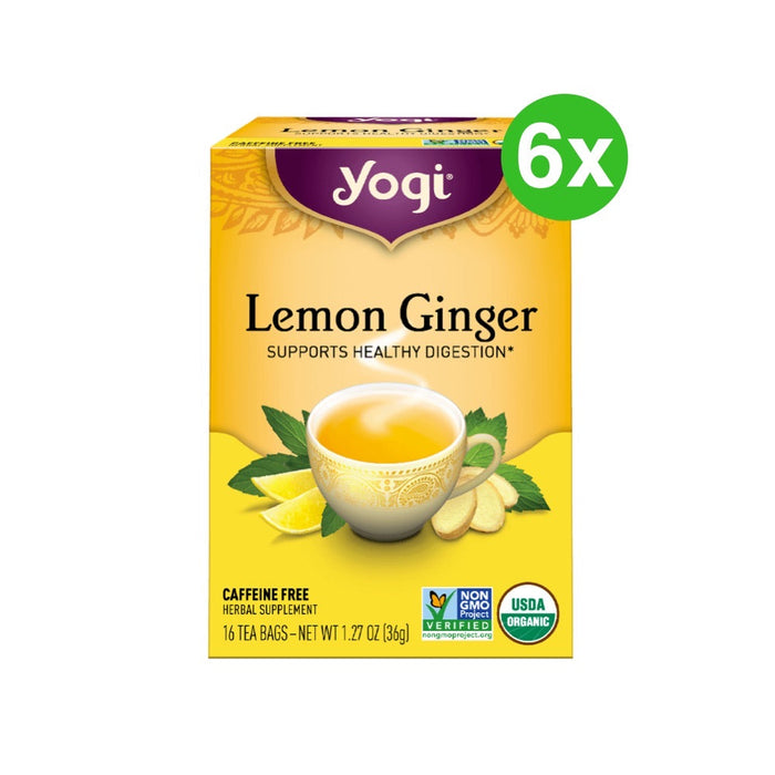 YOGI TEA Herbal Tea Bags Lemon Ginger 16 Tea Bags 6 Packs (Extra 5% Off)