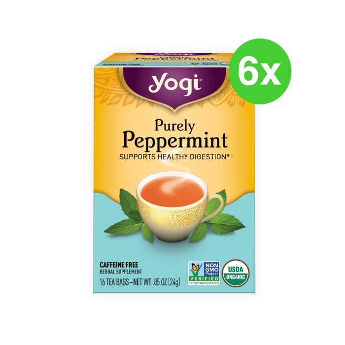 YOGI TEA Herbal Tea Bags Purely Peppermint 16 Tea Bags 6 Packs (Extra 5% Off)