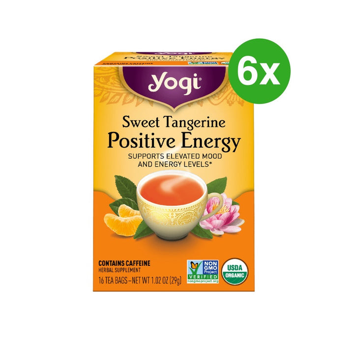 YOGI TEA Herbal Tea Bags Sweet Tangerine Positive Energy 16 Tea Bags 6 Packs (Extra 5% Off)