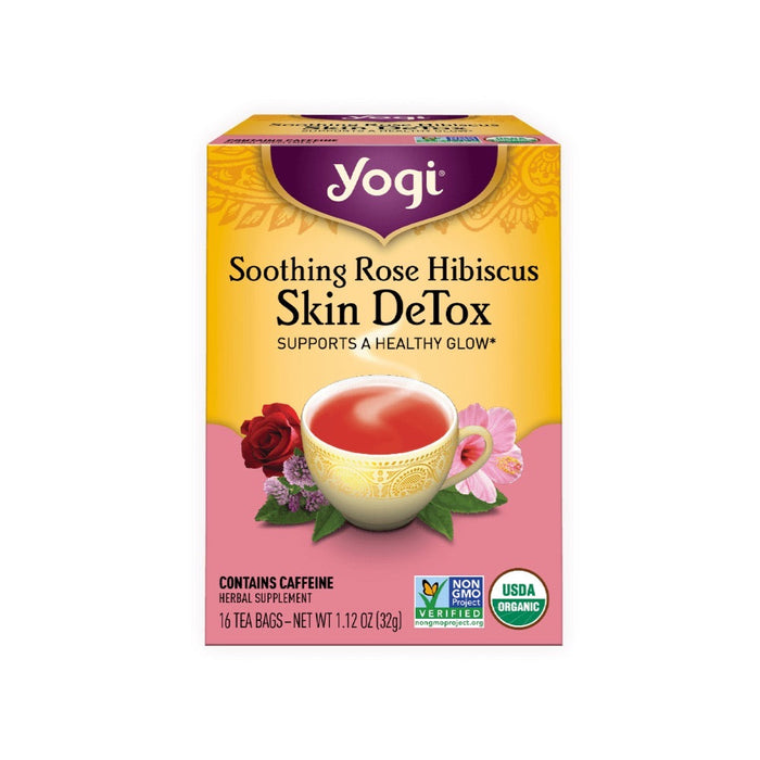 YOGI TEA Herbal Tea Bags Rose Hibiscus Skin DeTox 16 Tea Bags 1 Pack