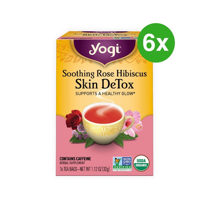 YOGI TEA Herbal Tea Bags Rose Hibiscus Skin DeTox 16 Tea Bags 6 Packs (Extra 5% Off)