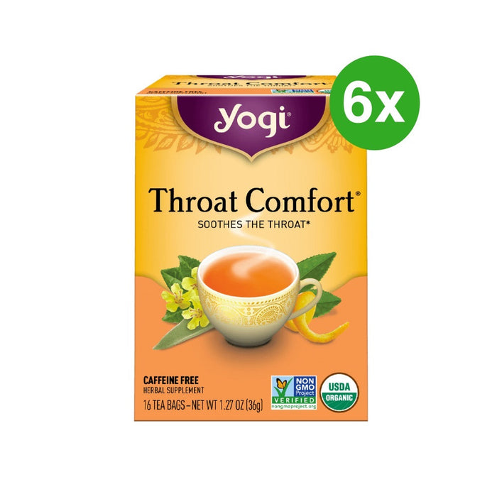 YOGI TEA Herbal Tea Bags Throat Comfort 16 Tea Bags 6 Packs (Extra 5% Off)