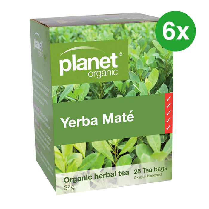 PLANET ORGANIC Yerba Mate Herbal Tea 25 Bags 6 Boxes