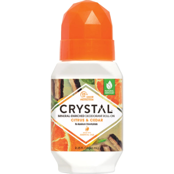 CRYSTAL Roll-On Deodorant Citrus & Cedar 66ml - front of pack