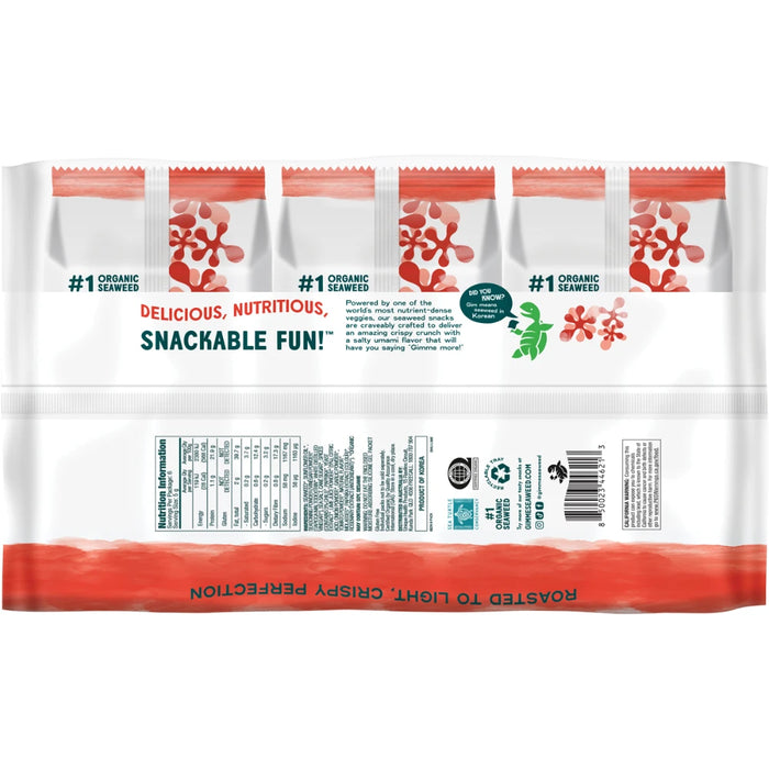 GIMME Organic Roasted Seaweed Snacks Chili Lime 30g - back of pack showing ingredients and nutrition information