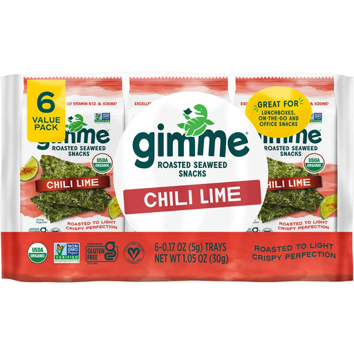 GIMME Organic Roasted Seaweed Snacks Chili Lime 30g - front of pack