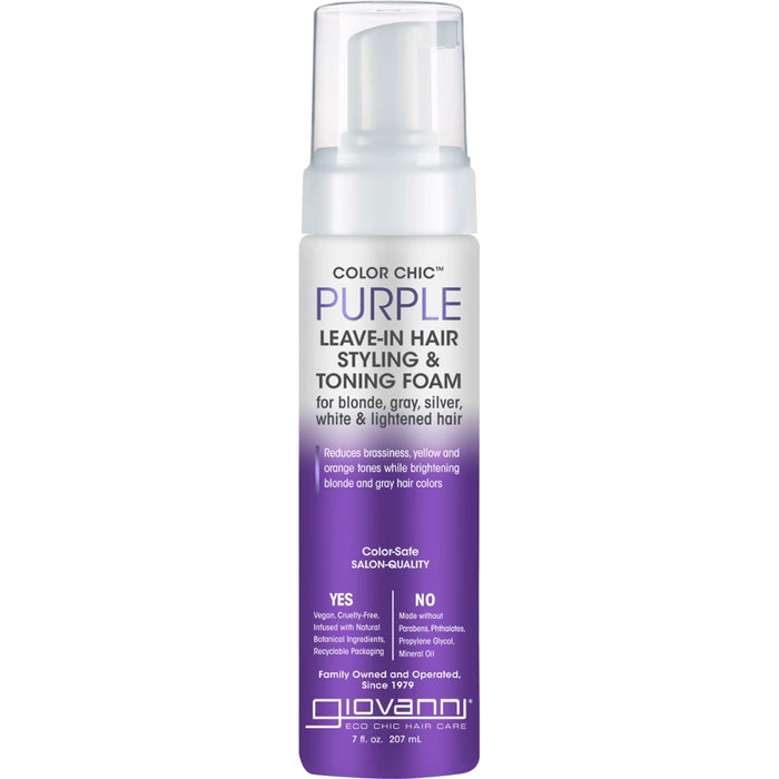 GIOVANNI Leave In Hair Styling & Toning Foam Colour Chic Purple 207ml - front of pack