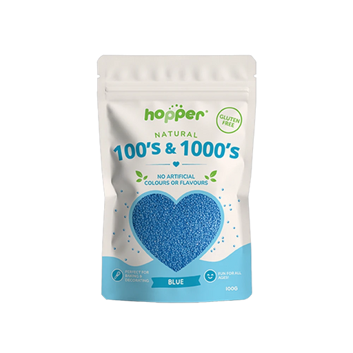 Hopper Natural 100s and 1000s Blue front of pack – no artificial colours or flavours, gluten free