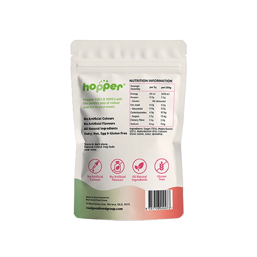 Hopper Natural 100s and 1000s Festive back of pack – nutrition information and ingredients
