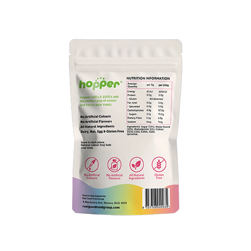 Hopper Natural 100s and 1000s Rainbow back of pack – nutrition information and ingredients