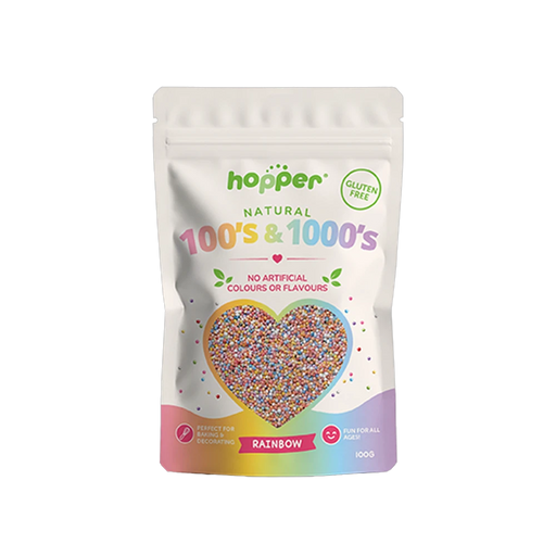 Hopper Natural 100s and 1000s Rainbow front of pack – no artificial colours or flavours, gluten free