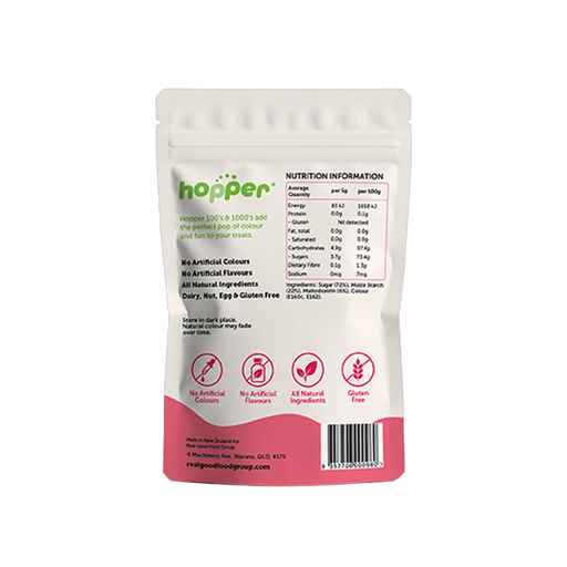 Hopper Natural 100s and 1000s Red back of pack – nutrition information and ingredients