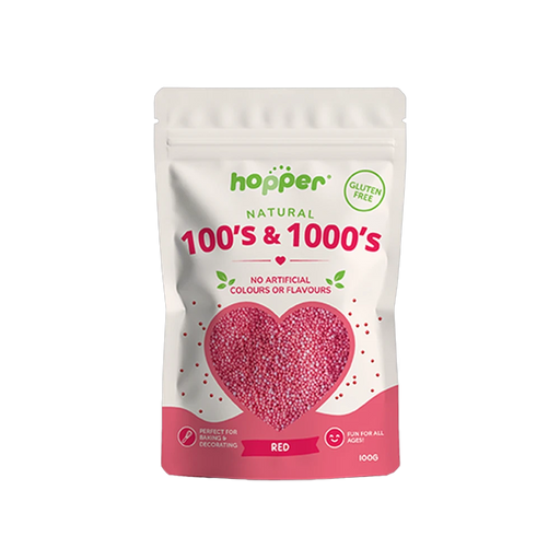Hopper Natural 100s and 1000s Red front of pack – no artificial colours or flavours, gluten free