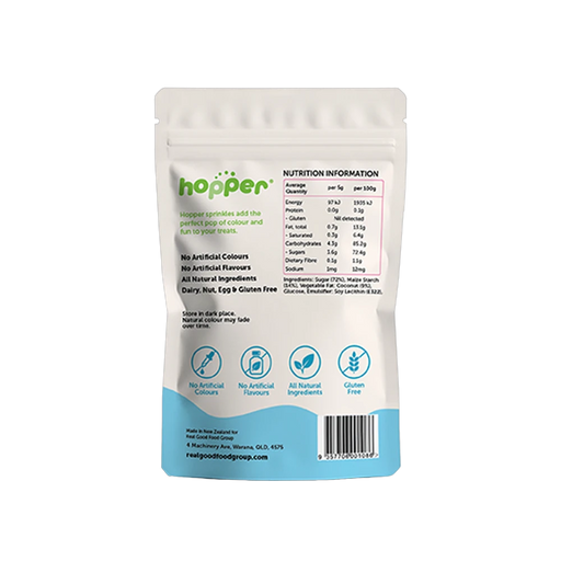 Hopper Natural Sprinkles Blue back of pack – nutrition information and ingredients