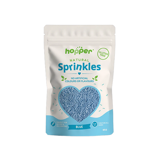 Hopper Natural Sprinkles Blue front of pack – no artificial colours or flavours, gluten free