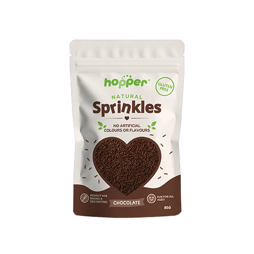 Hopper Natural Sprinkles Chocolate front of pack – no artificial colours or flavours, gluten free