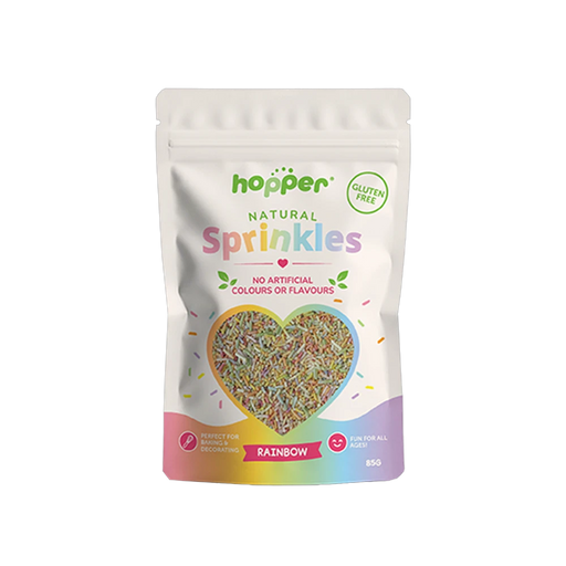 Hopper Natural Sprinkles Rainbow front of pack – no artificial colours or flavours, gluten free
