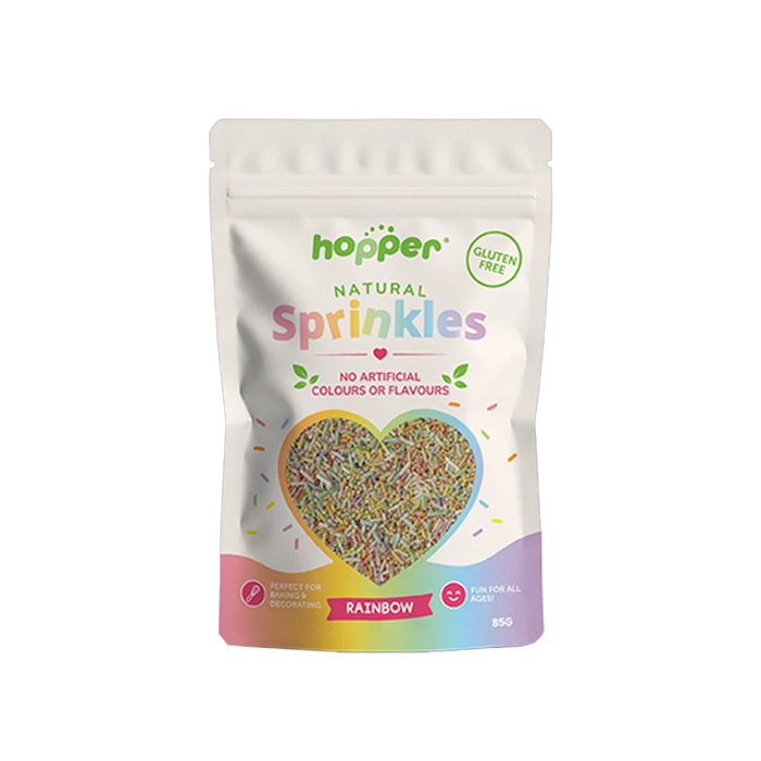 Hopper Natural Sprinkles Rainbow front of pack – no artificial colours or flavours, gluten free