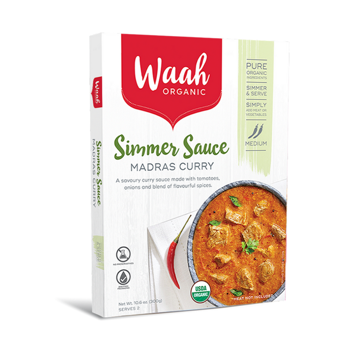 Waah Organic Simmer Sauce Madras Curry 300g x6 BULK