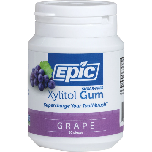 EPIC Xylitol Chewing Gum Grape 50pcs front of jar