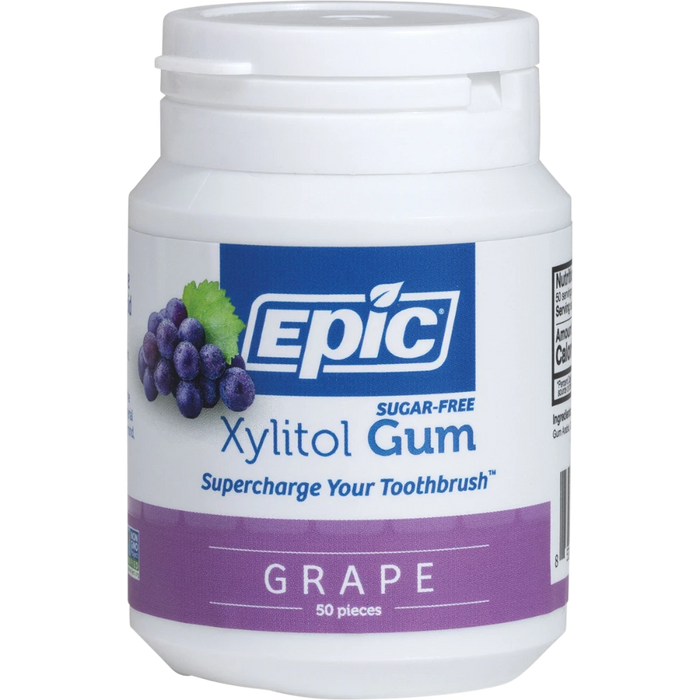 EPIC Xylitol Chewing Gum Grape 50pcs front of jar
