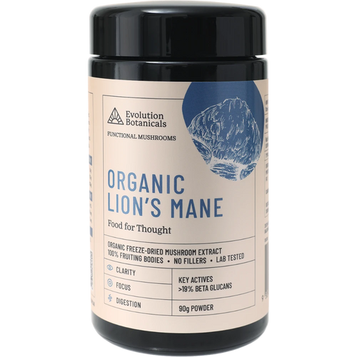 EVOLUTION BOTANICALS Organic Lion's Mane Food For Thought 90g jar front
