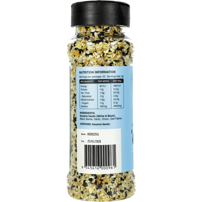 HAB SHIFA Everything Bagel Seasoning with Black Seed Original 110g nutrition and ingredients panel