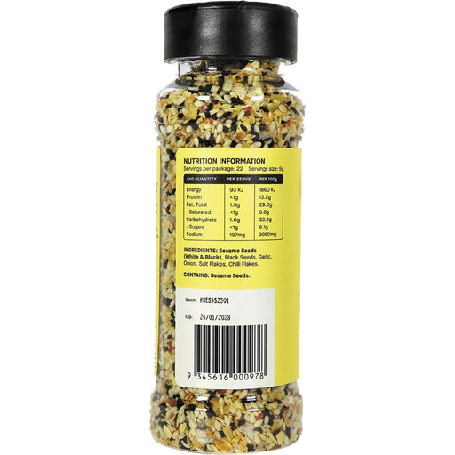HAB SHIFA Everything Bagel Seasoning with Black Seed Spicy 110g nutrition and ingredients panel
