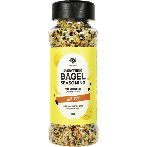HAB SHIFA Everything Bagel Seasoning with Black Seed Spicy 110g front of jar