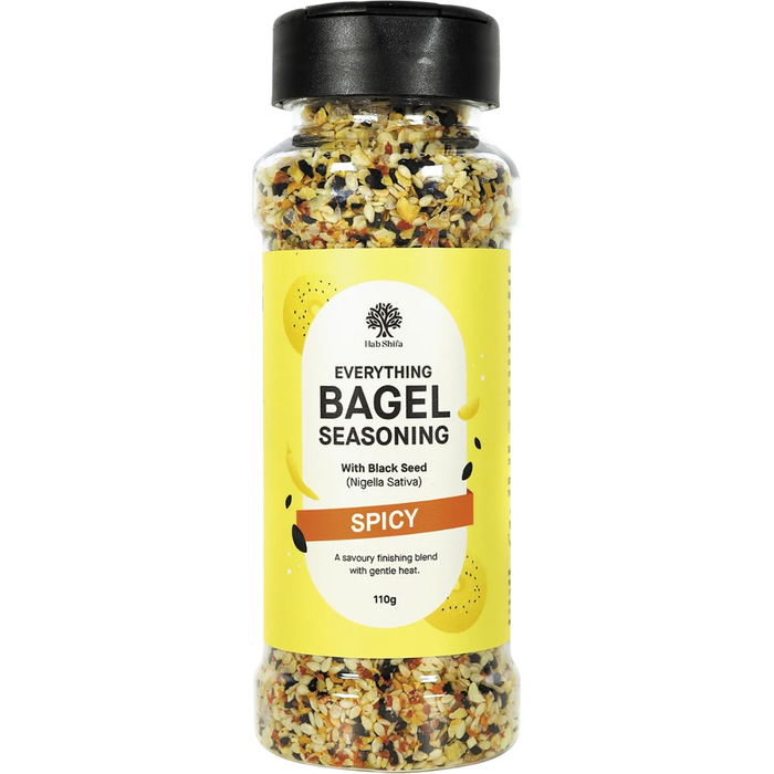 HAB SHIFA Everything Bagel Seasoning with Black Seed Spicy 110g front of jar