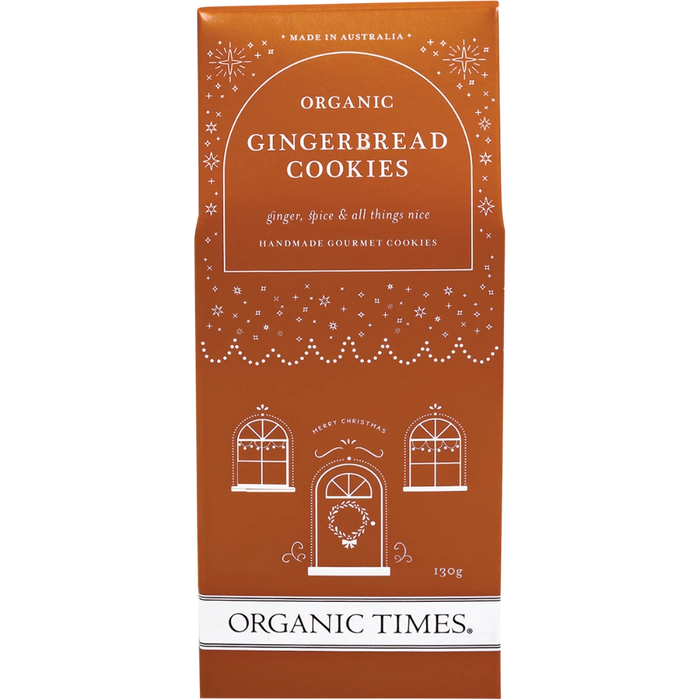 ORGANIC TIMES Organic Gingerbread Cookies 130g front of gift carton