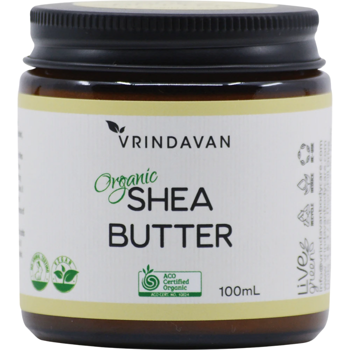 VRINDAVAN Organic Shea Butter 100ml front of jar