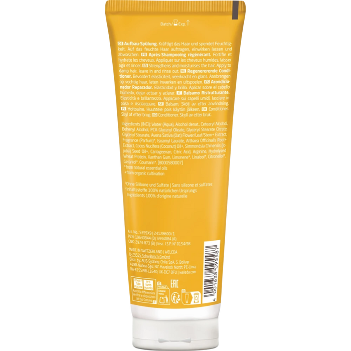 WELEDA Replenish & Care Conditioner Oat 200ml back of bottle with ingredients