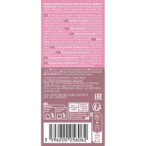 WELEDA Serum Drops Glow Perfecting 30ml carton back with ingredients