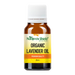 Nature's Shield Organic Lavender Essential Oil 25ml in amber glass bottle - front of pack