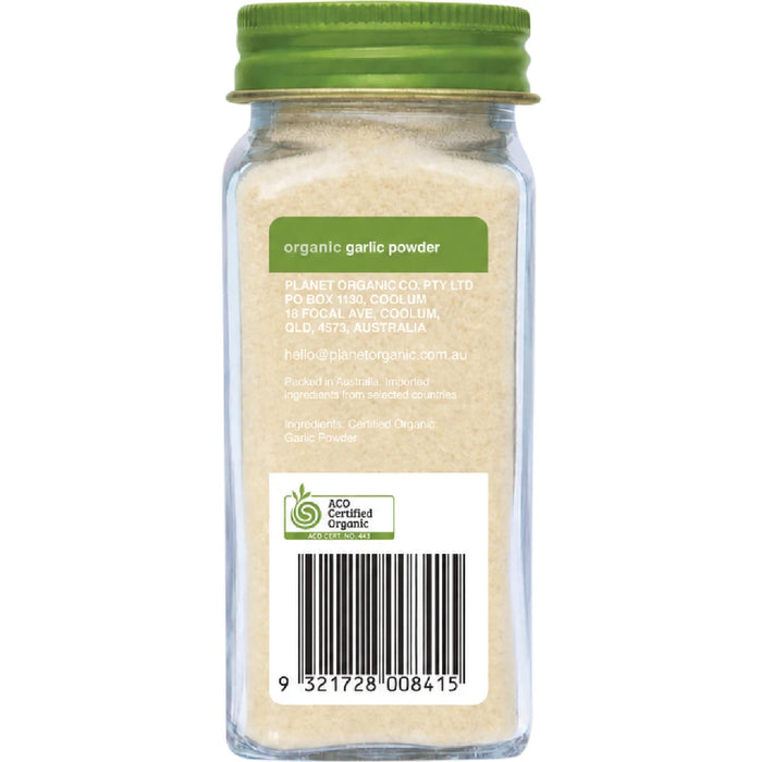 PLANET ORGANIC Garlic Powder Certified Organic 50g - back of pack showing ingredients and nutrition information