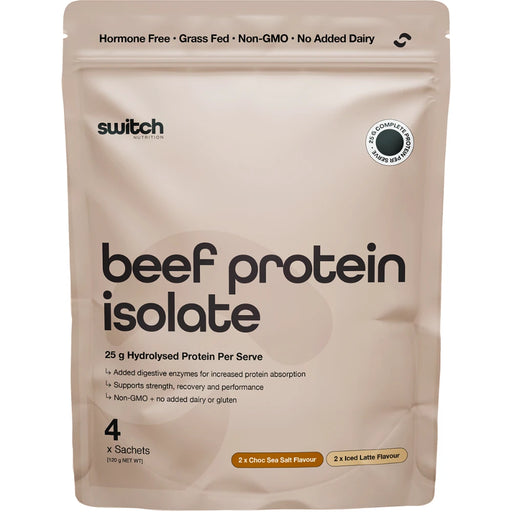 SWITCH NUTRITION Beef Protein Isolate Sample Pouch 4 x 30g - front of pack