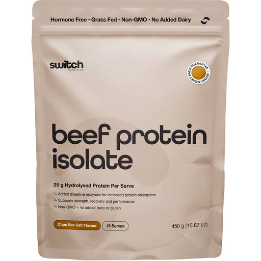 SWITCH NUTRITION Beef Protein Isolate Chocolate Sea Salt 450g - front of pack