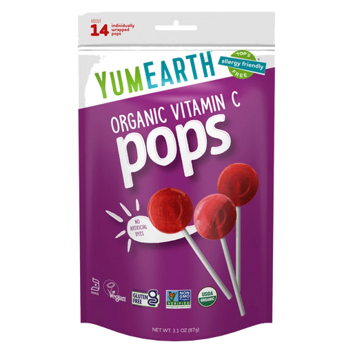 YUMEARTH Organic Lollipops Bags Vitamin C 87g/14 lollipops per bag - front of pack