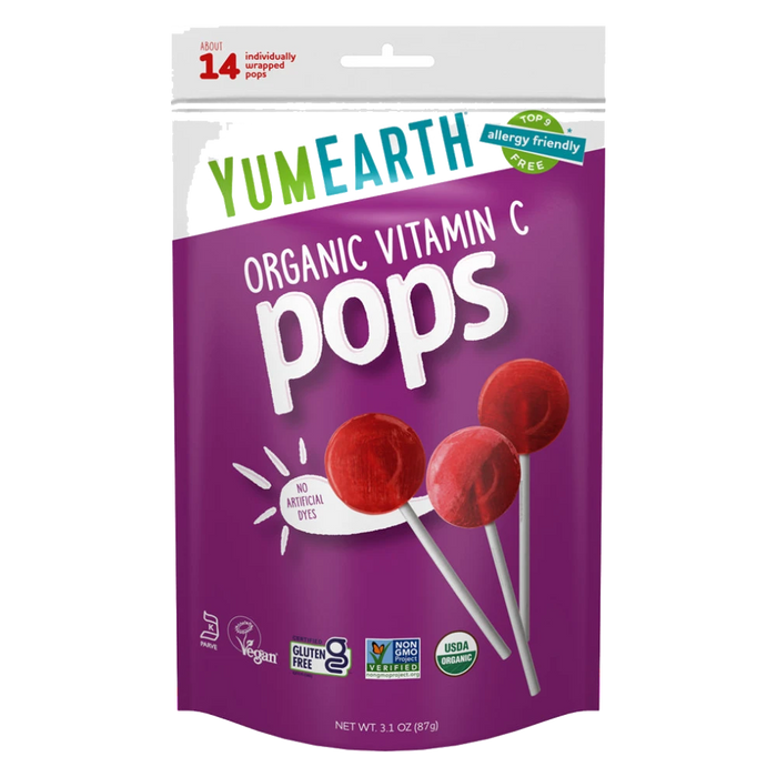 YUMEARTH Organic Lollipops Bags Vitamin C 85g/14 lollipops per bag - front of pack