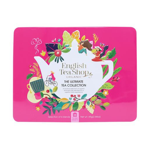 ENGLISH TEA SHOP Organic Ultimate Tea Collection Pink Tin "36 Sachets" Gift Pack