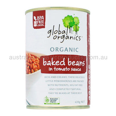 Global Organics Baked Beans In Tomato Sauce Organic (canned) 400g
