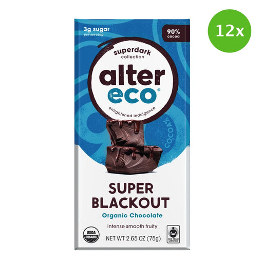 12x BULK ALTER ECO Chocolate Organic Dark Super Blackout - 75g