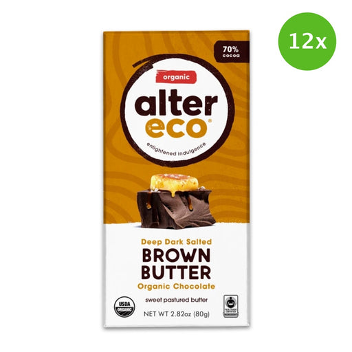 BULK DEAL 12x ALTER ECO Salted Brown Butter Organic Dark Chocolate 80g
