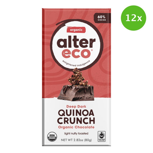 BULK DEAL 12x ALTER ECO Dark Quinoa Organic Chocolate 80g