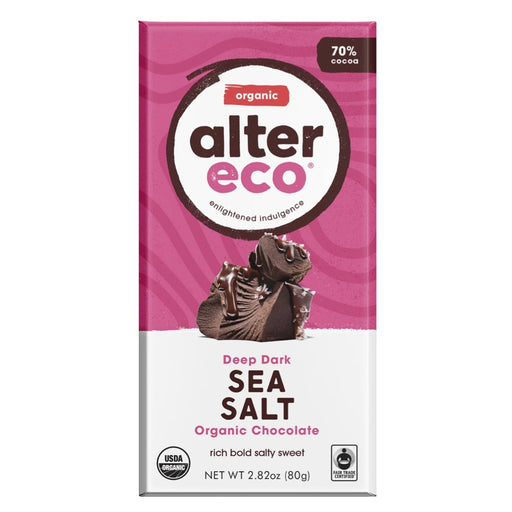 ALTER ECO Organic Deep Dark Chocolate with Sea Salt 70% Cocoa 80g