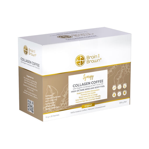Brain and Brawn Collagen Keto Coffee Synergy (Organic Cordyceps & MCT C8 & C10) Sachets 15g x 20 Pack