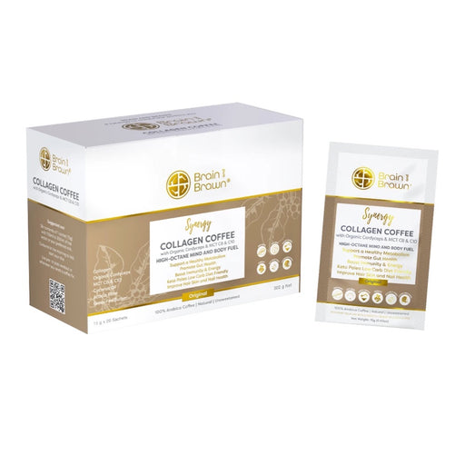 Brain and Brawn Collagen Keto Coffee Synergy (Organic Cordyceps & MCT C8 & C10) Sachets 15g x 20 Pack