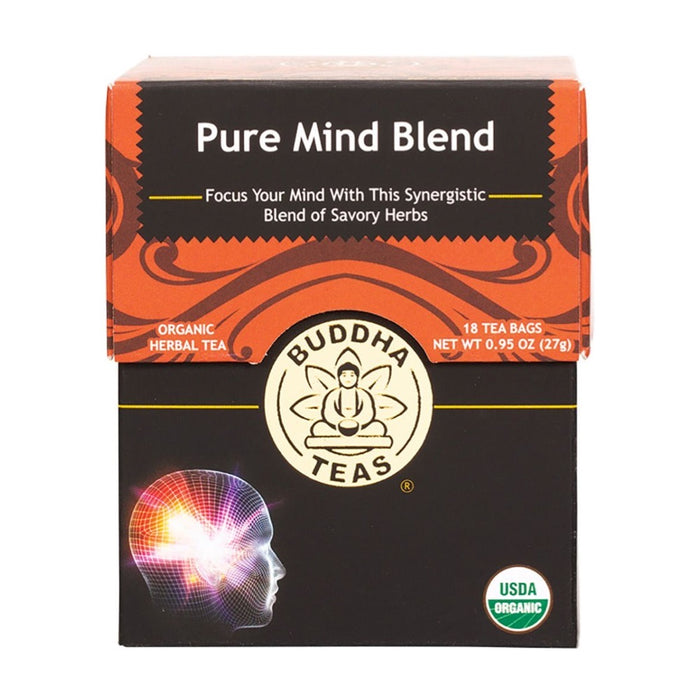 BUDDHA TEAS Organic Herbal Tea Bags Pure Mind Blend - 18 Bags