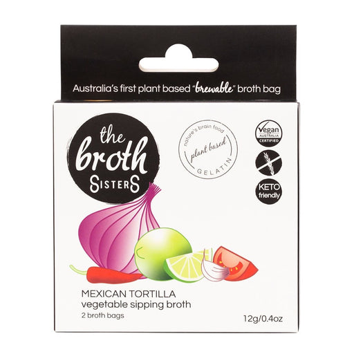 THE BROTH SISTERS Vegetable Sipping Broth Bags Mexican Tortilla